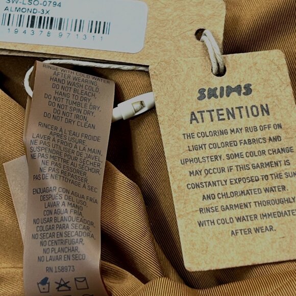 SKIMS Swim Long Sleeve One Piece Almond‎ 3X - Picture 11 of 13